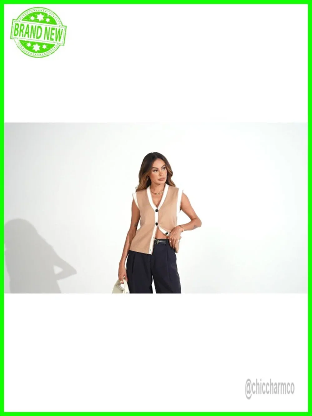 Women's V Neck Sweater Vest Button Down Cap Sleeve Loose Knit Tank Top